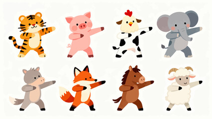 Cute cartoon animals dancing