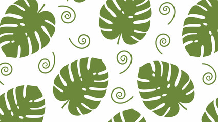 Monstera Leaves Pattern with Swirls. © Amir