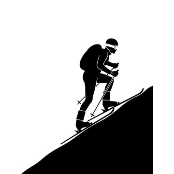 Man skiing down a steep slope.