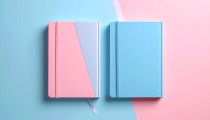 Pastel Notebooks on Geometric Background - A Study in Color and Form.