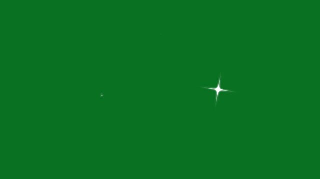 Twinkle sparkle stars animation with looping shining effects. sparkling glitter star, glowing vector doodle stars, magic light bursts and blinking cartoon star motion on green screen, 4k animation