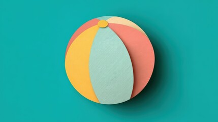A colorful, stylized beach ball with pastel segments set against a teal background, evoking a playful and summery vibe.