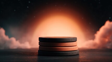 A striking visual of stacked weights against a glowing background, symbolizing fitness and strength.