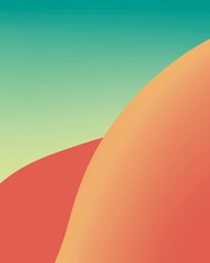 A soothing digital illustration of abstract waves in delicate shades of green, orange, and red. The...