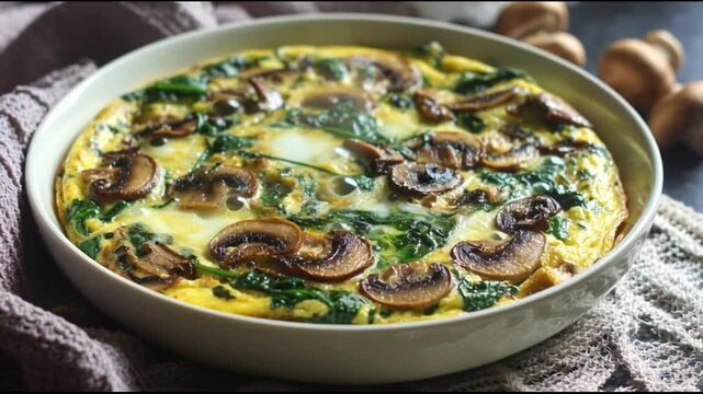 Creamy Mushroom Spinach Frittata