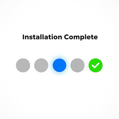 installation complete progress bar indicating successful software system update and digital process achievement on a modern clean user interface.