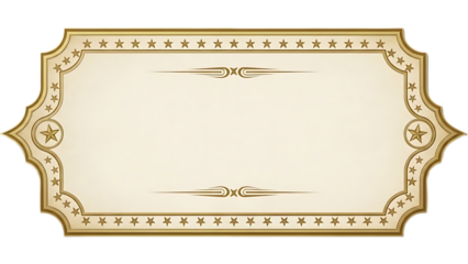 Golden vintage frame for formal invitations, awards, and signage on transparent background PNG  