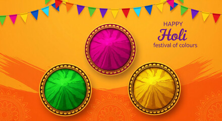 Indian color festival, Happy Holi celebrations greetings with Holi elements. vector illustration design
