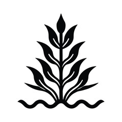 Underwater plant silhouette vector, Marine life and ocean themed design, Underwater plant silhouettes.