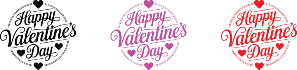 Happy Valentines day text Lettering  invitation card