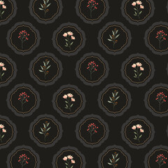 Hand drawn colourful geometric flowers, seamless patterns with floral for fabric, textiles, clothing, wrapping paper, backdrop, banner, illustration, abstract backgrounds.