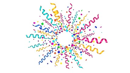 Obraz premium Colorful Confetti Explosion on White Background
