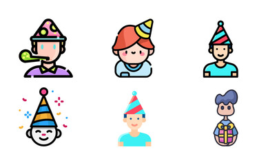 Birthday Boy Icon & Vector Set | Cute HBD Boy, Kids Birthday Graphics & Celebration Illustrations