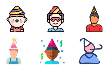 Birthday Boy Icon & Vector Set | Cute HBD Boy, Kids Birthday Graphics & Celebration Illustrations