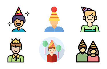 Birthday Boy Icon & Vector Set | Cute HBD Boy, Kids Birthday Graphics & Celebration Illustrations