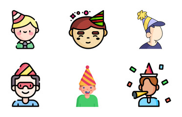 Birthday Boy Icon & Vector Set | Cute HBD Boy, Kids Birthday Graphics & Celebration Illustrations