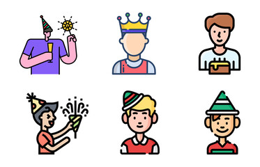 Birthday Boy Icon & Vector Set | Cute HBD Boy, Kids Birthday Graphics & Celebration Illustrations