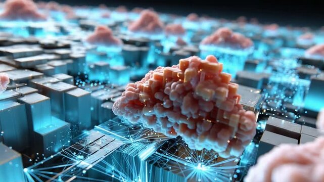 Cancer Cells: A microscopic view into the intricate world of biology, featuring detailed structures, intricate patterns, and a complex network of interactions.