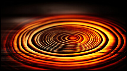 Abstrack orange circular background wood ripple pattern texture glowing warm light reflection modern design art