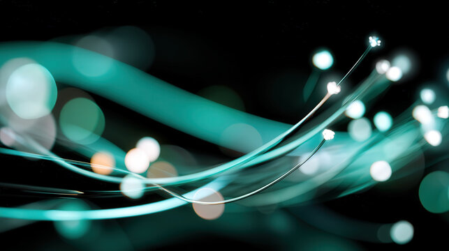 Abstrack teal light abstrack background glowing fiber line motion digital wave energy flow dynamic curve modern tech design background