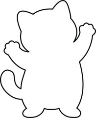 Fototapeta premium A simple black outline of a cute kitten raising its paw