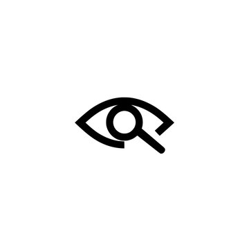 Vector design of magnifying glass in eye icon showing vision observation detail awareness and search theme in abstract style