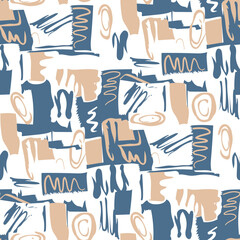 Modern Abstract Seamless Pattern with Hand Painted Shapes
