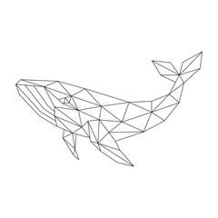 Polygonal line art of whale vector