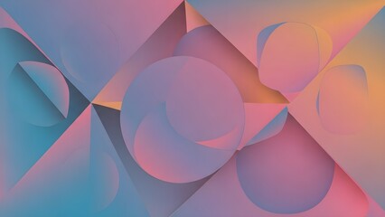 Ethereal Pastel Gradient Geometric Abstraction - Dynamic Overlapping Shapes in Soft Hues.