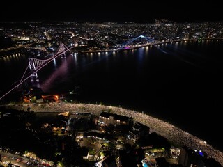 Imagens Aereas Reveillon Florian&oacute;polis - Ponte Hercilio Luz - Noite