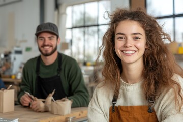 People collaborating creatively in a modern workshop environment