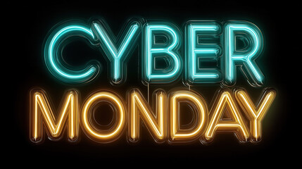 Vibrant Cyber Monday poster with neon text for ecommerce and seasonal shopping promotion