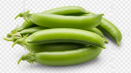 Pile of Fresh Green Snow Peas on a Transparent Background Keywords: snow peas, green vegetables