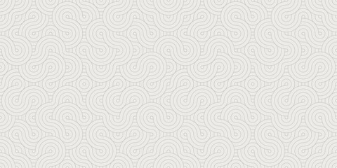 Seamless abstract wavy line swirl pattern with subtle circular dot details in light beige tones creating soft repeating background for surface design, wallpaper, stationery, textile