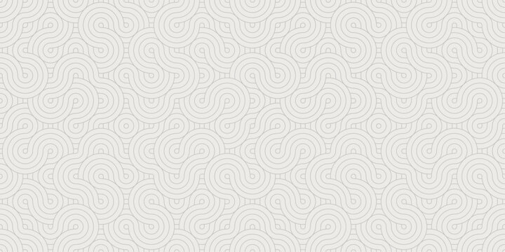 Seamless abstract wavy line swirl pattern with subtle circular dot details in light beige tones creating soft repeating background for surface design, wallpaper, stationery, textile