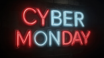Cyber monday sale glowing text animation loop background for modern online promotion