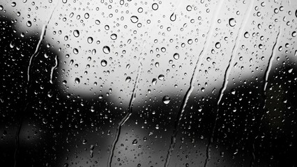 Raindrops on a Window Pane with Blurred Background water droplets
