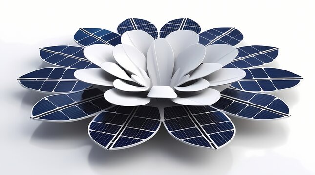 Abstract architectural model of a solar panel shaped like a flower 2026