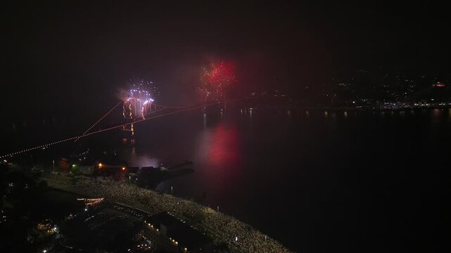 Imagens Aereas Reveillon Florian&oacute;polis - Ponte Hercilio Luz - Noite