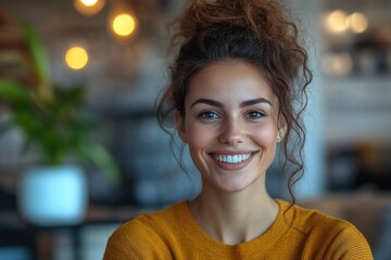 Happy remote worker focused on laptop in stylish home office