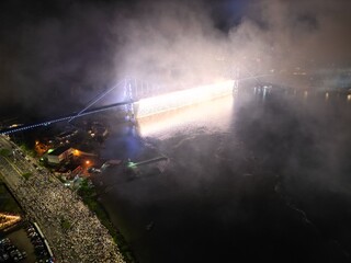 Imagens Aereas Reveillon Florian&oacute;polis - Ponte Hercilio Luz - Noite