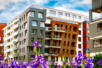 New houses construction. Residential house development	