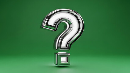 question mark icon rendered in 3d against a green studio background symbolizing uncertainty
