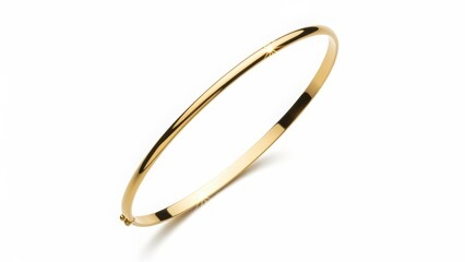 Simple Gold Bangle Bracelet on White Background jewelry accessory