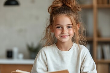 Young learner concentrating on academic materials