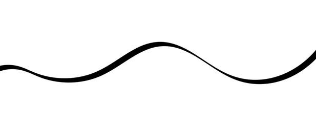 Fototapeta premium wave black and white line vector wavy swoosh silhouette on transparent background