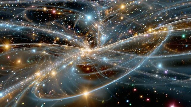 Celestial Dance of Cosmic Energy: A breathtaking visual odyssey through the universe, showcasing intricate energy patterns and vibrant celestial bodies in a dazzling display of cosmic wonder.