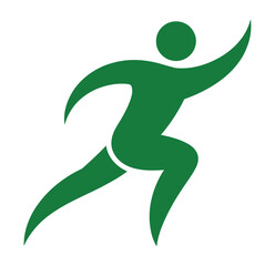 Abstract green runner silhouette depicts motion and energetic human movement.