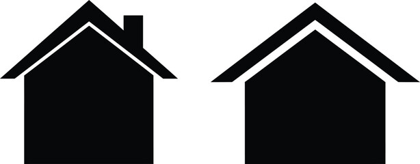 Two simple black houses side by side