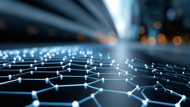 Digital Network: A close-up view of a complex network of interconnected nodes, illuminated with a futuristic, ethereal glow, symbolizing the intricate web of digital connectivity.